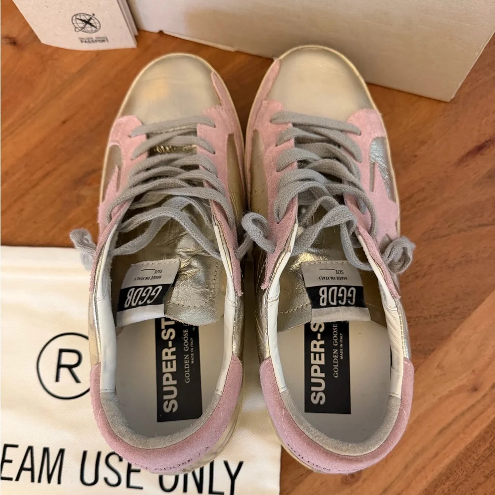 Golden Goose SUPER-STAR CLASSIC PLATINUM/PALE PINK - size 39 - Picture 3 of 5
